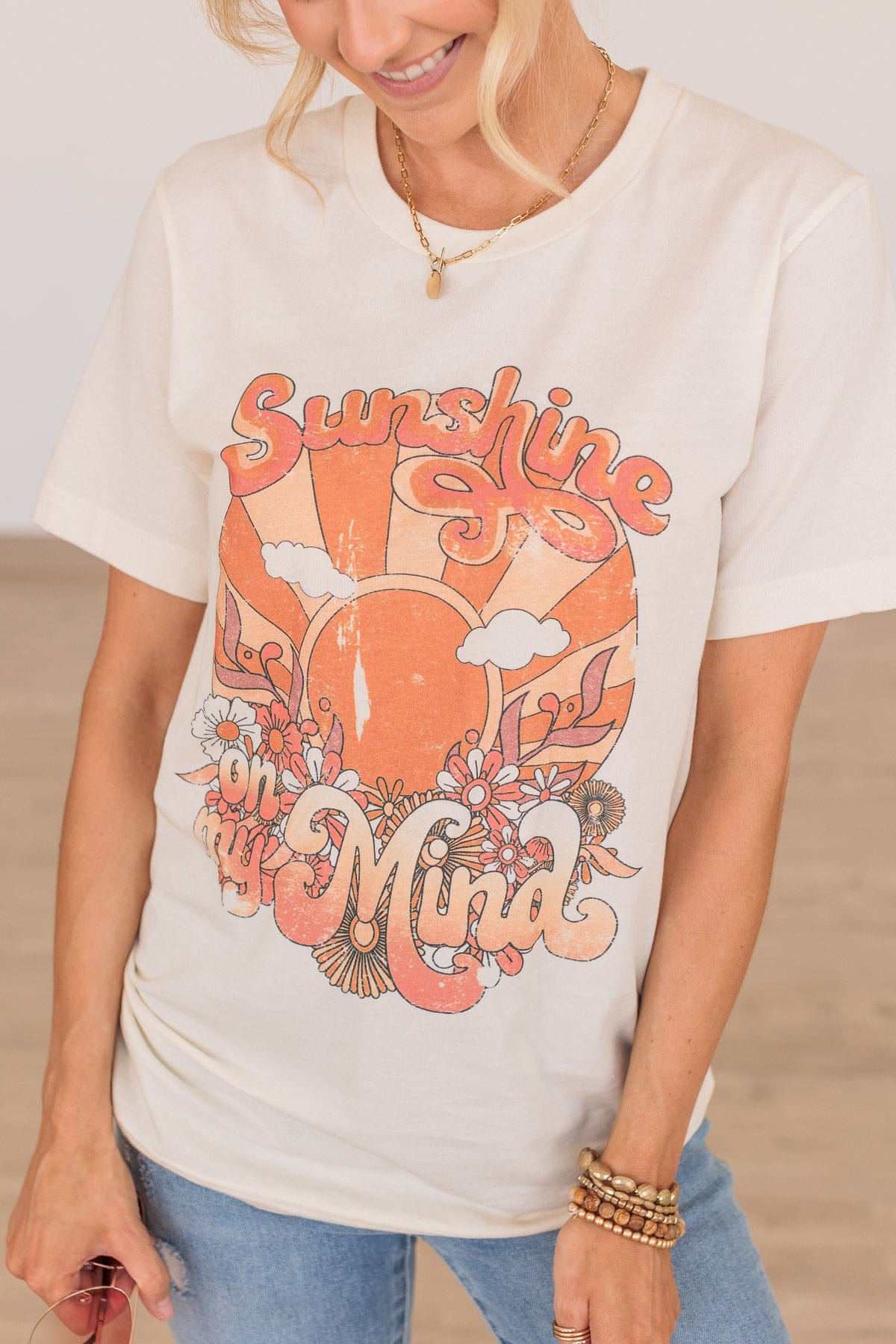 "Sunshine On My Mind" Graphic Tee- Cream