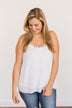 Raise Your Spirits Lace Trimmed Tank Top- Off-White