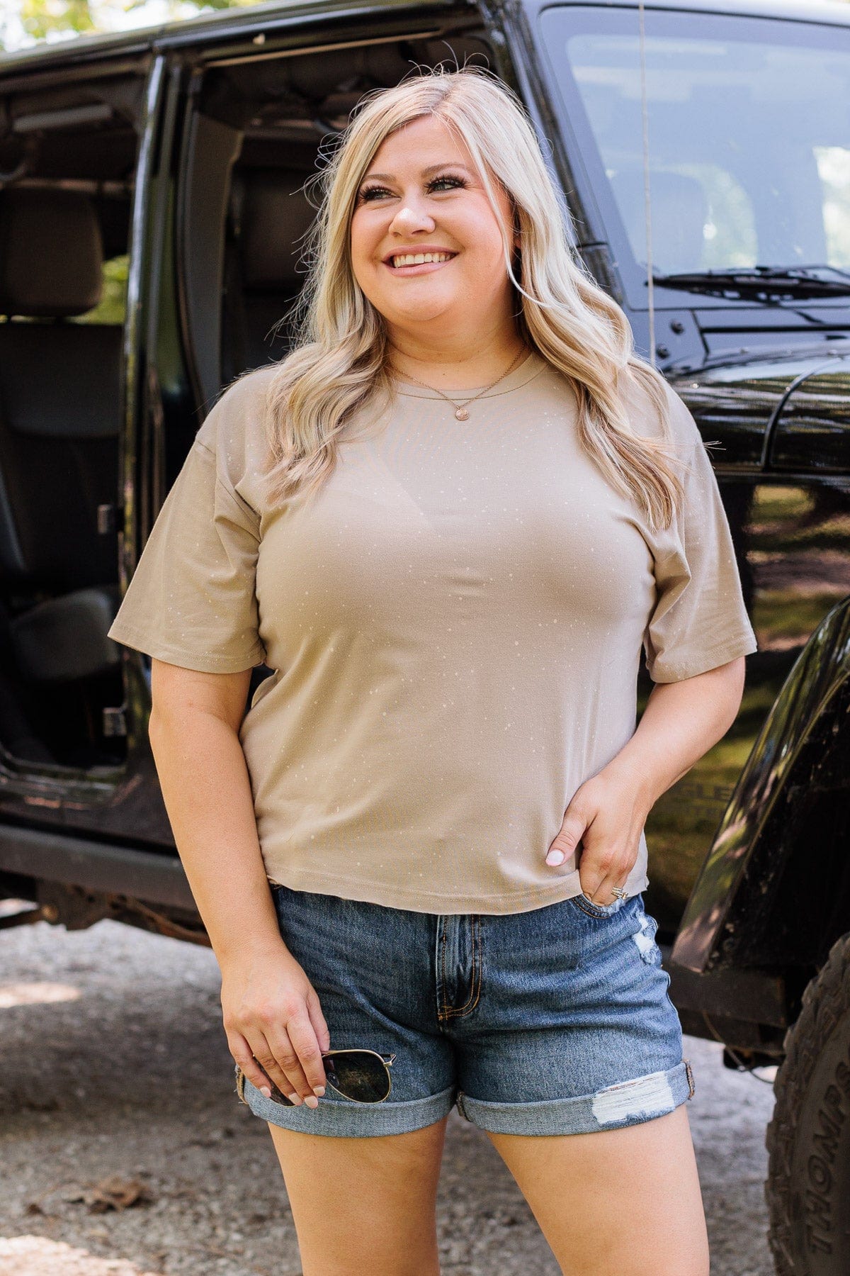 Thread & Supply One For All Speckled Top- Taupe