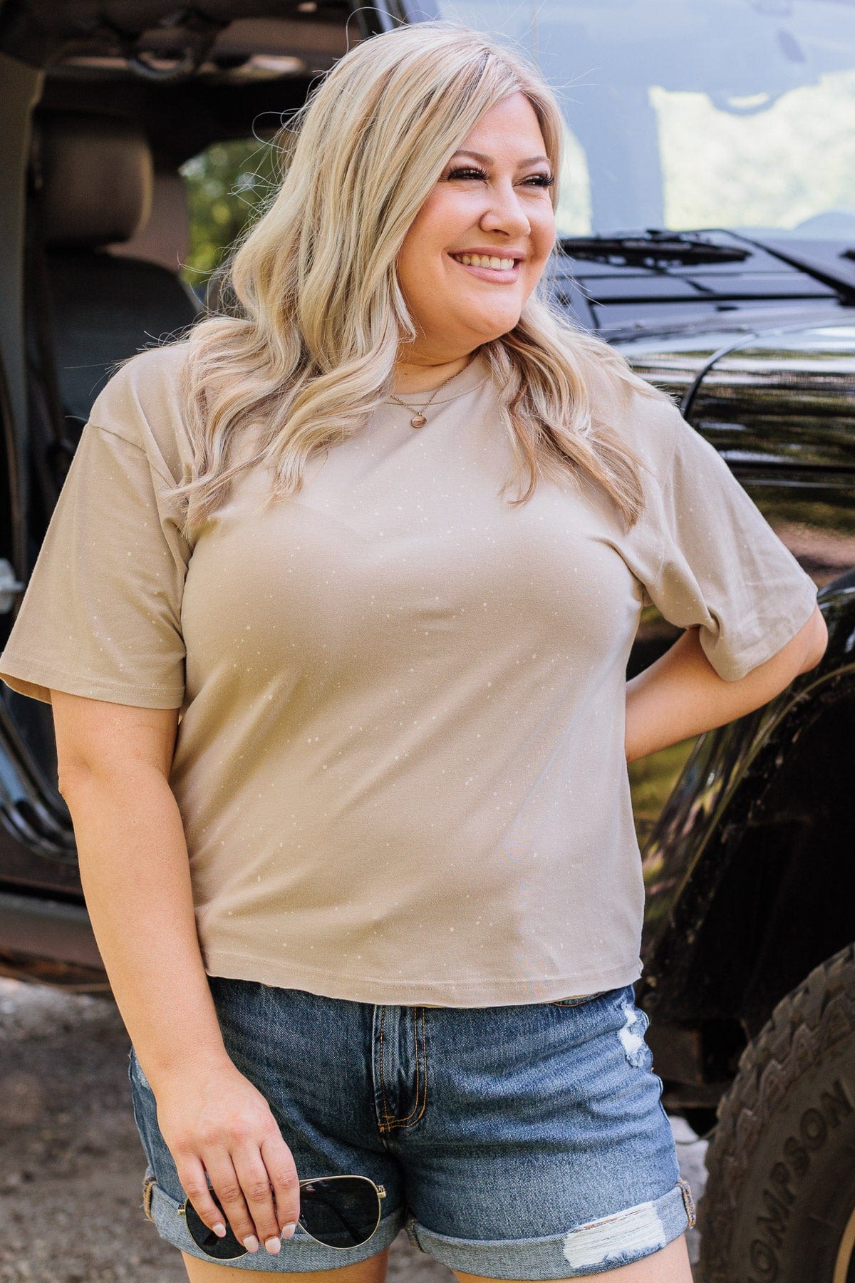 Thread & Supply One For All Speckled Top- Taupe