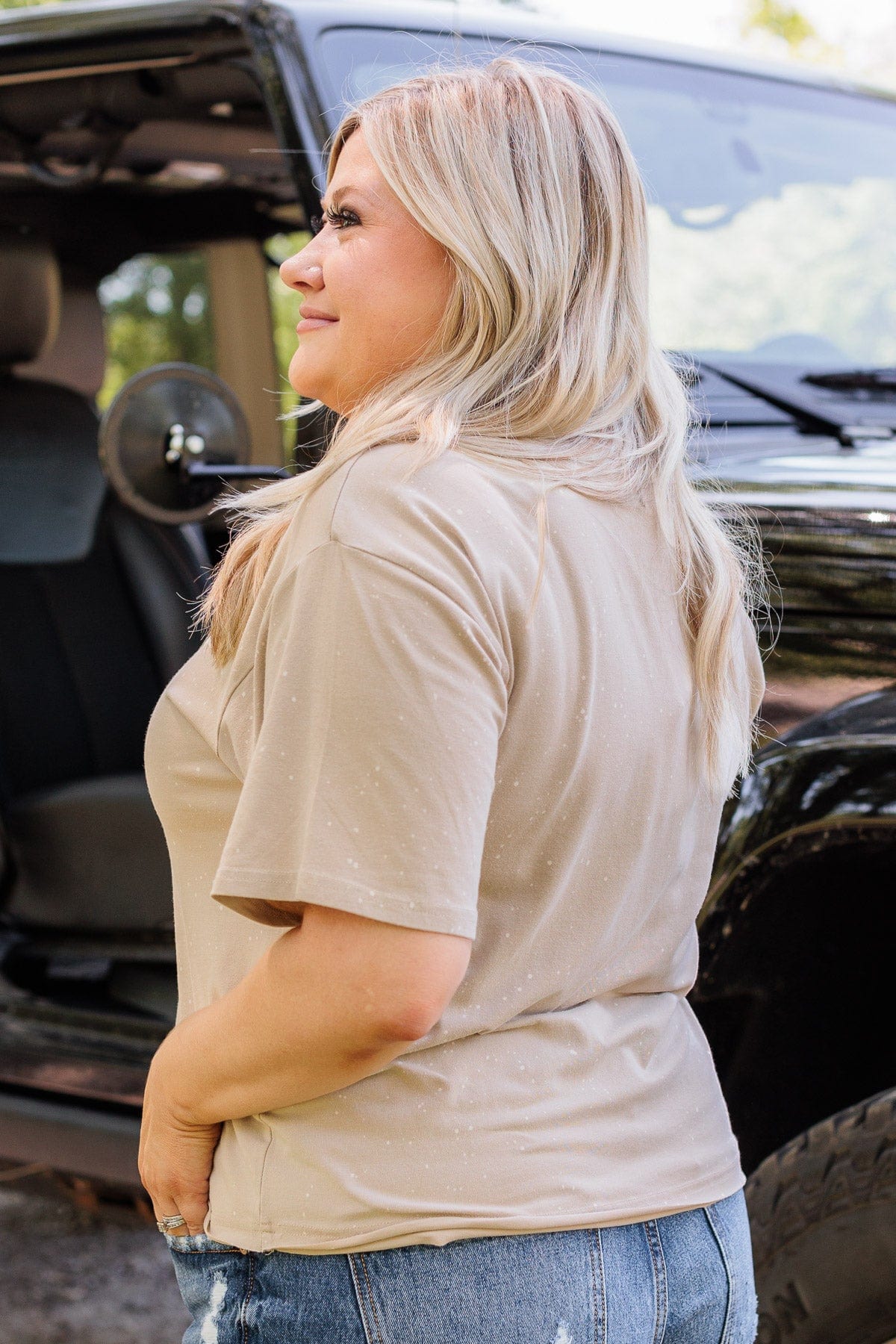Thread & Supply One For All Speckled Top- Taupe