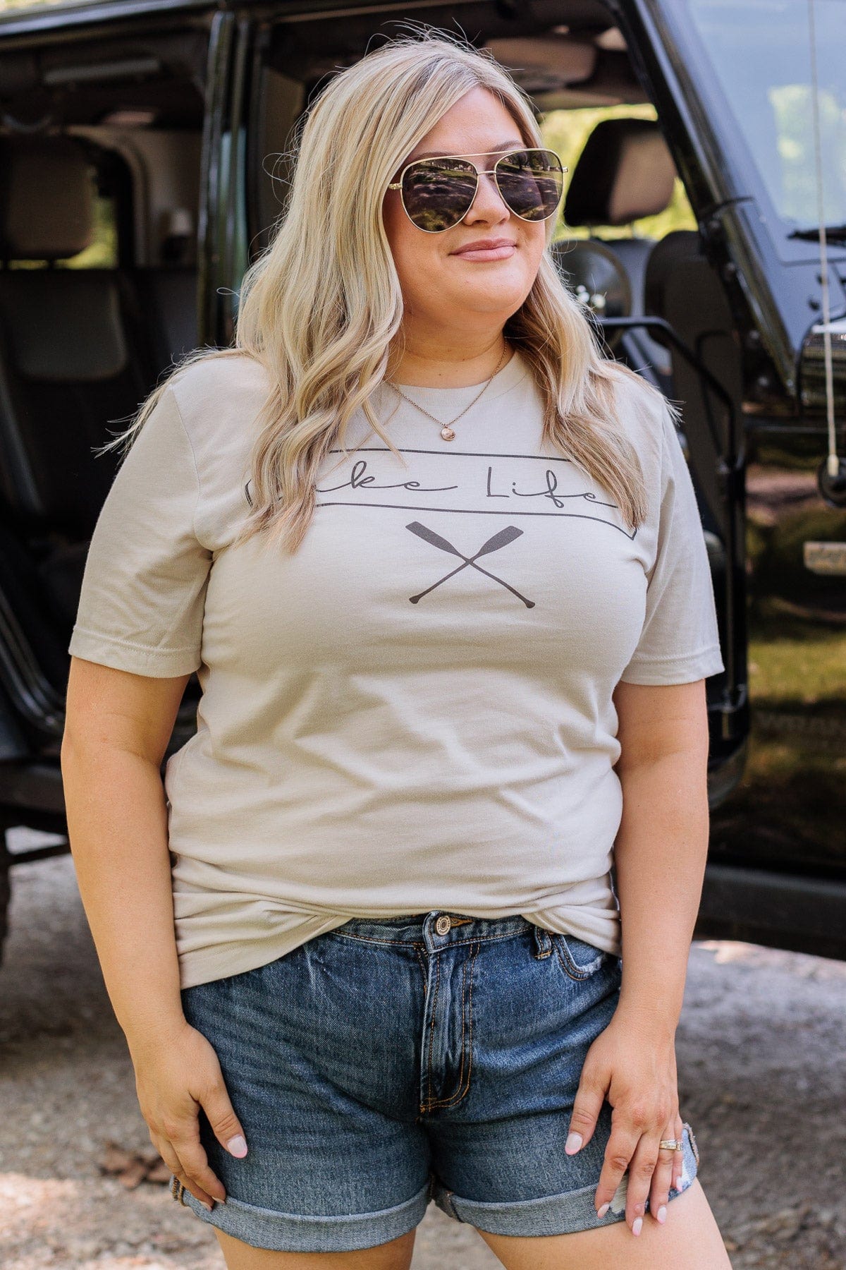 "Lake Life" Graphic Tee- Beige