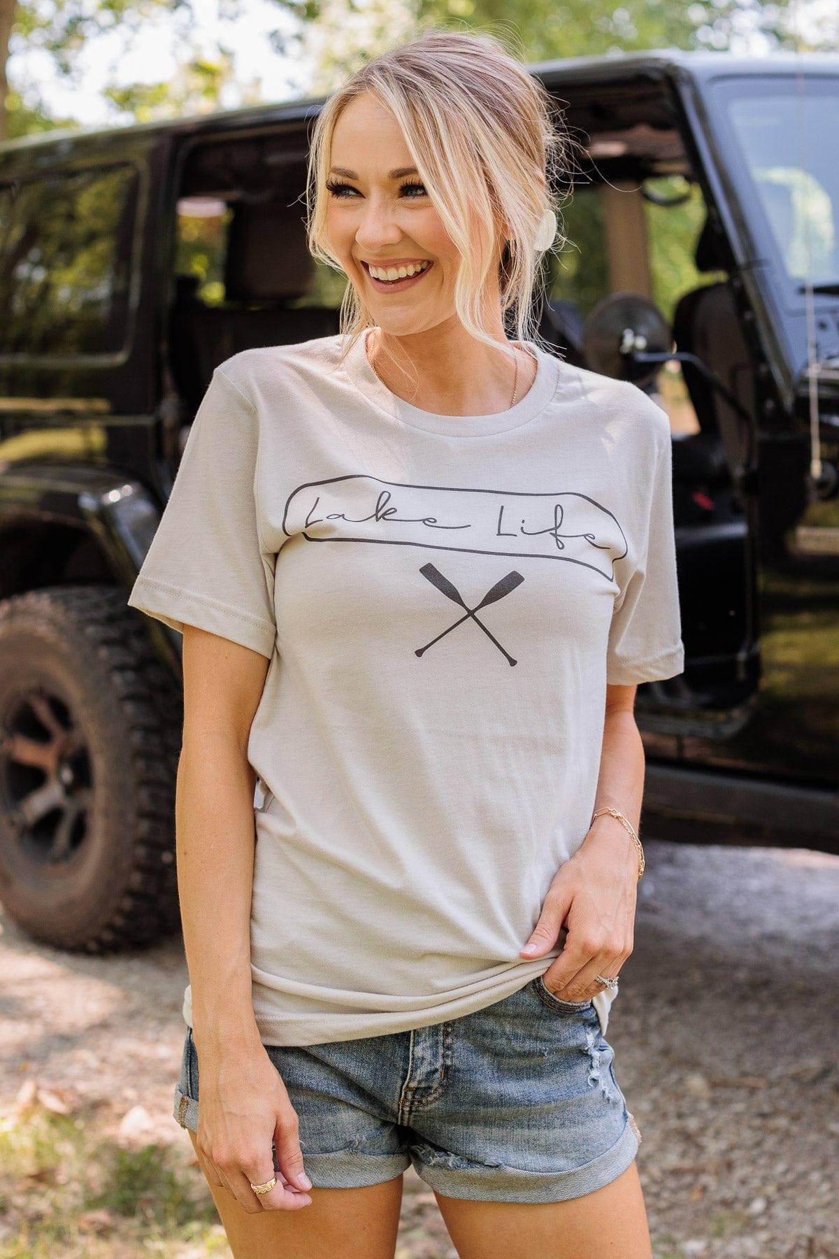 "Lake Life" Graphic Tee- Beige