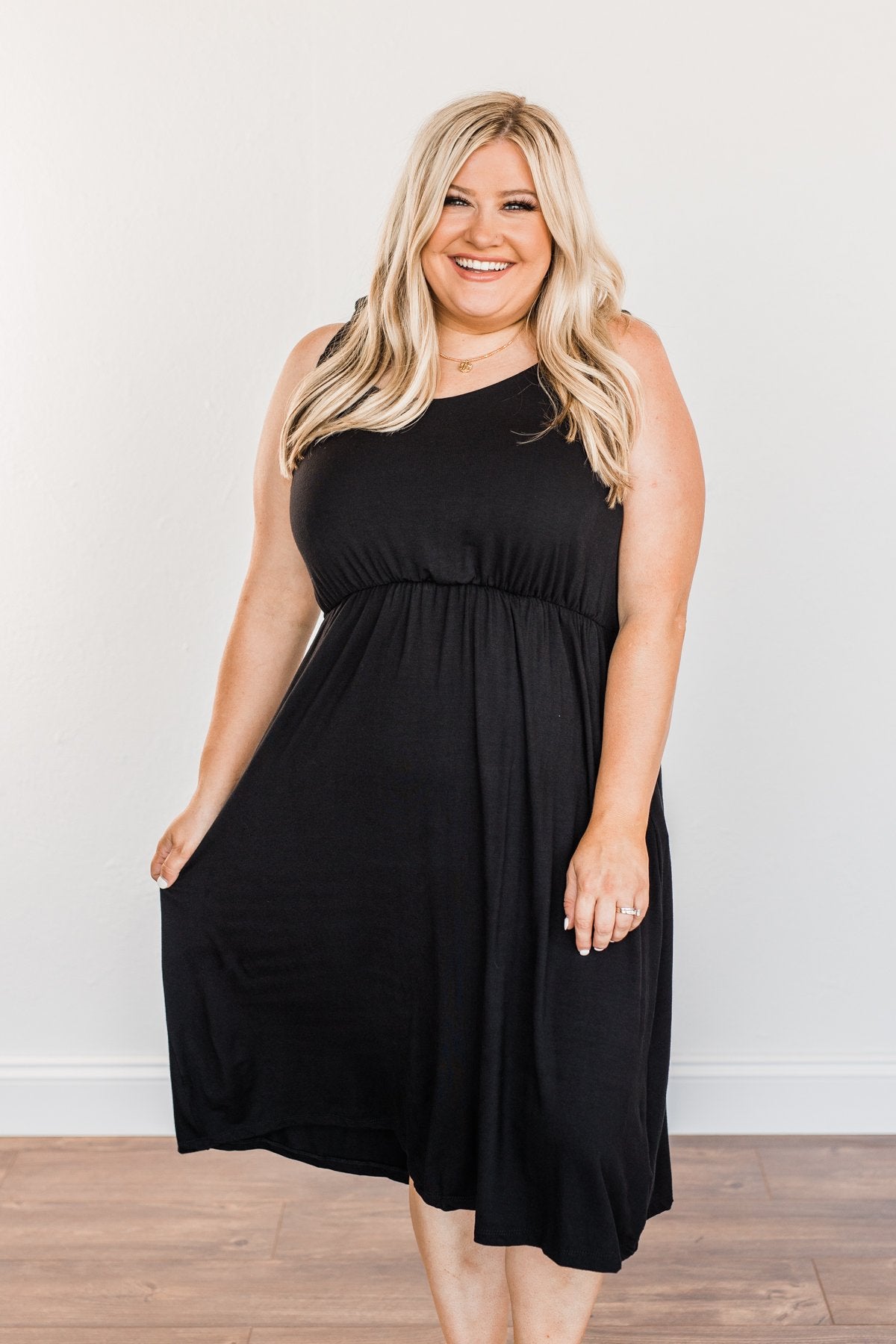 Lifetime Of Loving You Tie Sleeve Dress- Black