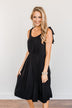 Lifetime Of Loving You Tie Sleeve Dress- Black