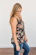 Next To You Floral Tank Top- Black
