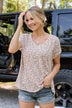 See My Wild Side V-Neck Leopard Top- Taupe