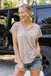 See My Wild Side V-Neck Leopard Top- Taupe