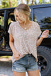 See My Wild Side V-Neck Leopard Top- Taupe