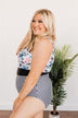 Poolside Paradise Floral & Stripes One-Piece Swimsuit- Black & White