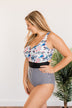 Poolside Paradise Floral & Stripes One-Piece Swimsuit- Black & White