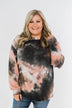 Love On My Mind Tie Dye Pullover Top- Charcoal & Coral