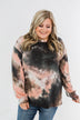 Love On My Mind Tie Dye Pullover Top- Charcoal & Coral