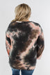 Love On My Mind Tie Dye Pullover Top- Charcoal & Coral