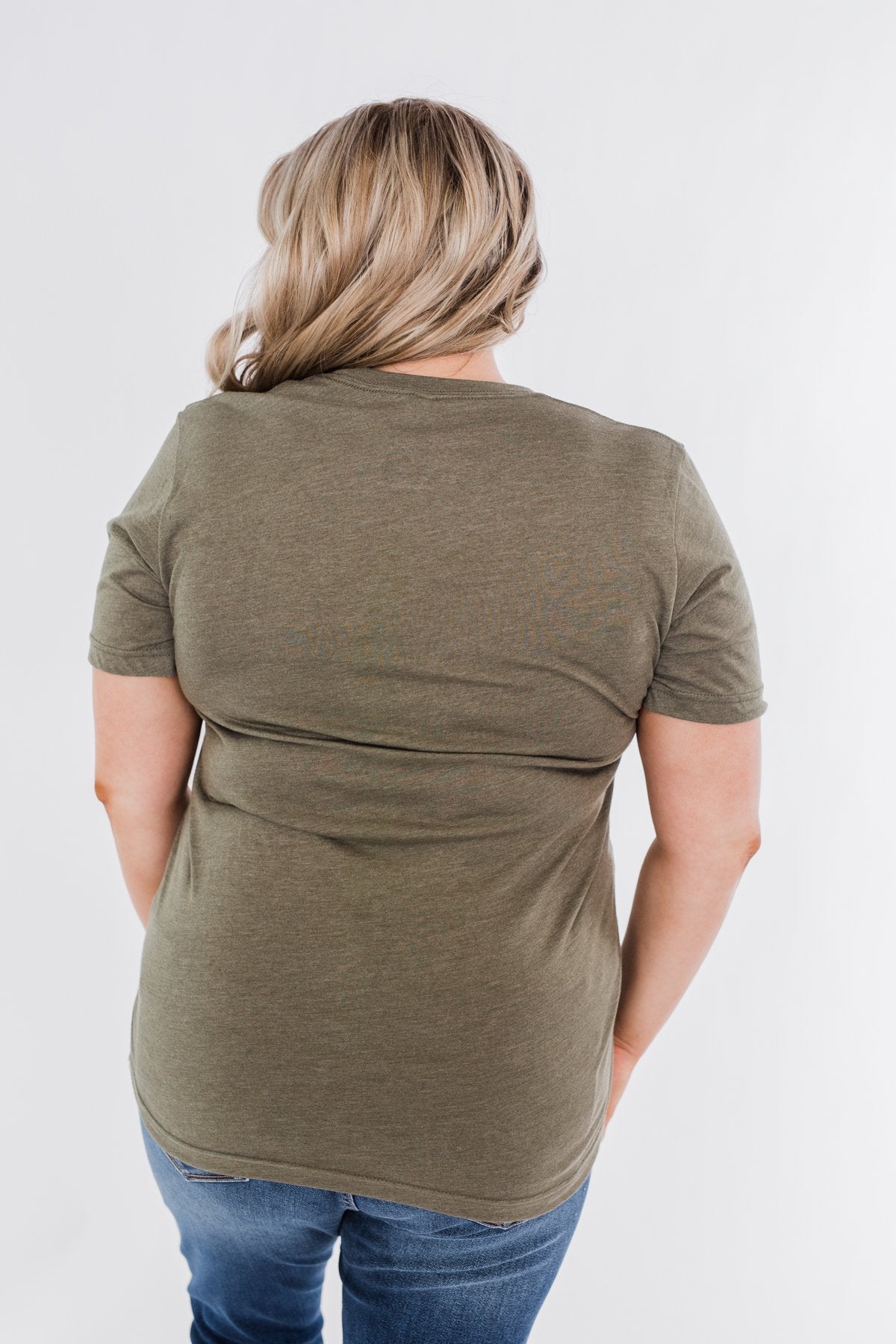 Leopard Print Sunflower Graphic Tee- Olive