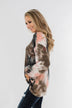 Love On My Mind Tie Dye Pullover Top- Charcoal & Coral