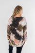Love On My Mind Tie Dye Pullover Top- Charcoal & Coral