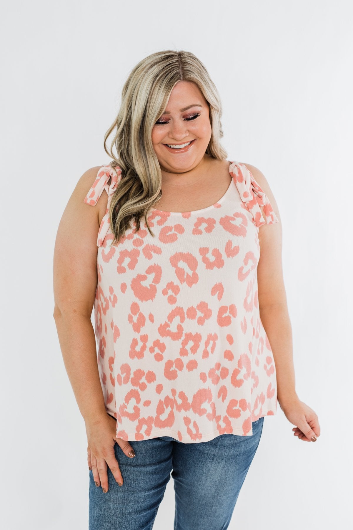 Sweeter Love Leopard Tie Sleeve Top- Blush
