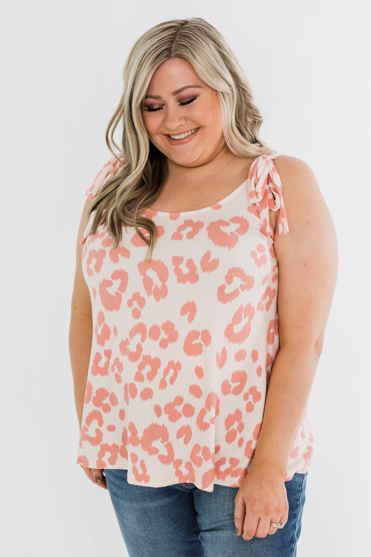 Sweeter Love Leopard Tie Sleeve Top- Blush
