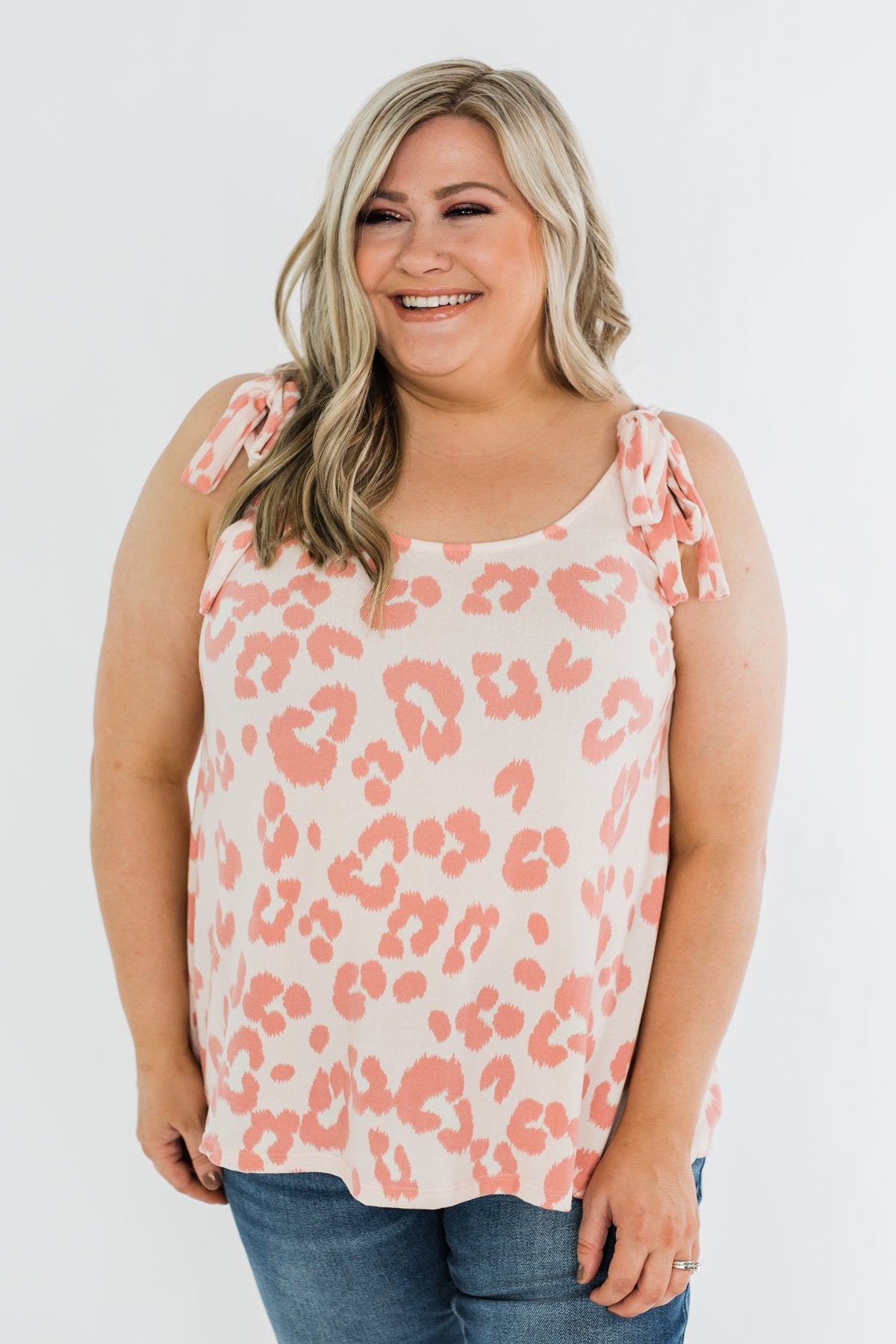 Sweeter Love Leopard Tie Sleeve Top- Blush