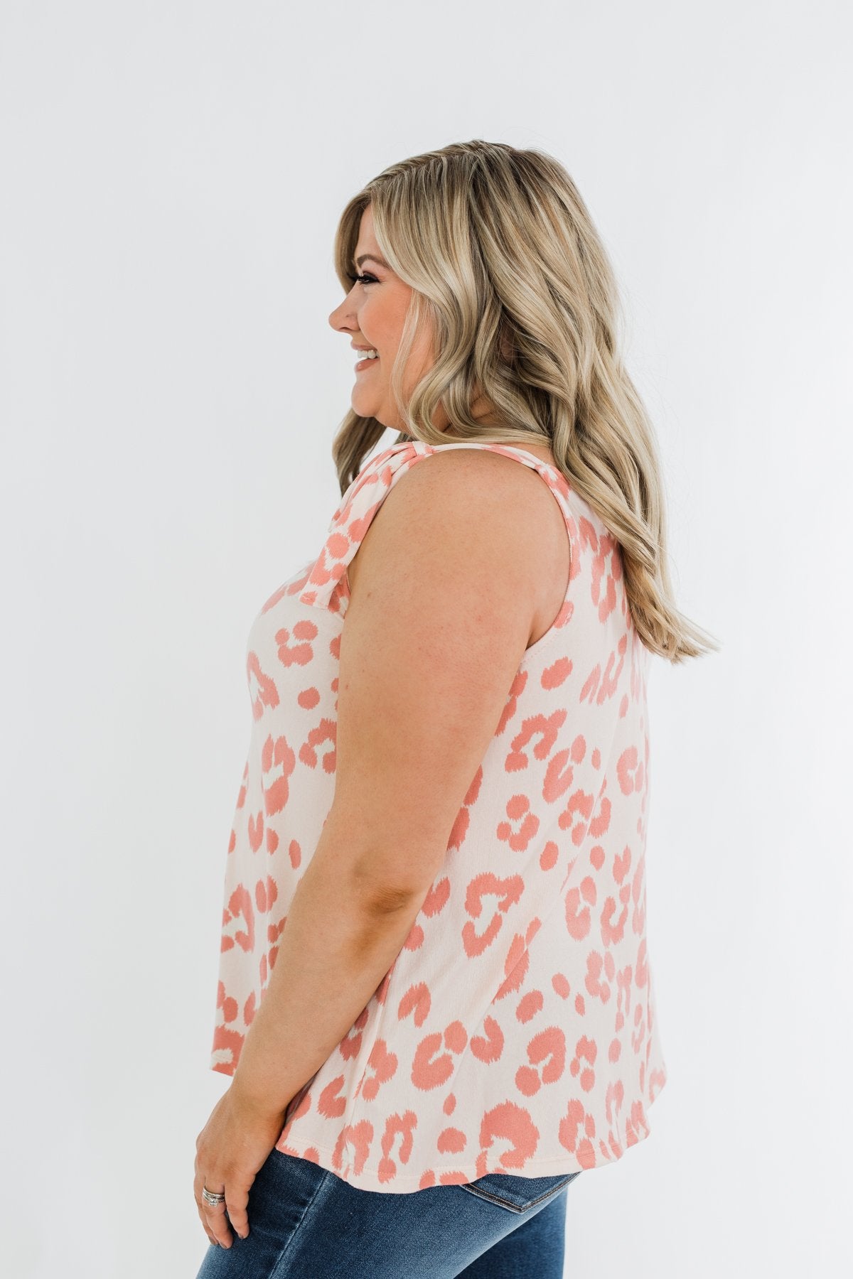 Sweeter Love Leopard Tie Sleeve Top- Blush