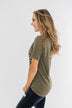 Leopard Print Sunflower Graphic Tee- Olive