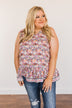 Budding Beauty Floral Ruffle Tank Top- Coral Multi-Color