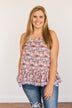 Budding Beauty Floral Ruffle Tank Top- Coral Multi-Color
