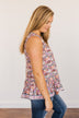 Budding Beauty Floral Ruffle Tank Top- Coral Multi-Color