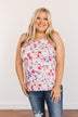Sunshine & Good Vibes Floral Tank Top- Ivory, Pink, & Purple