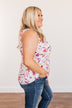 Sunshine & Good Vibes Floral Tank Top- Ivory, Pink, & Purple