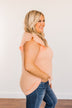 Friendly Faces Ribbed Knit Top- Peach