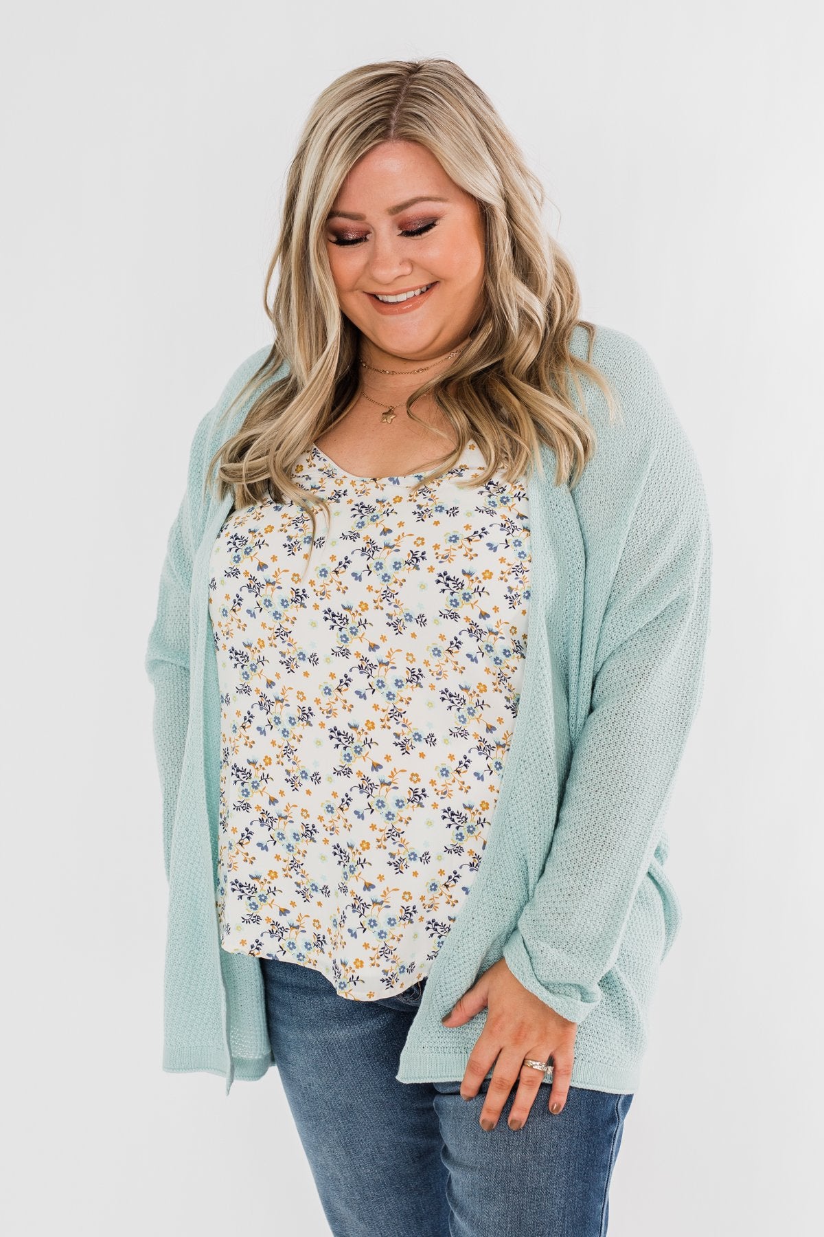 Truth Be Told Knitted Cardigan- Aqua Blue