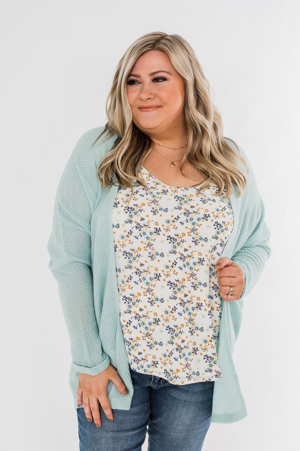 Truth Be Told Knitted Cardigan- Aqua Blue