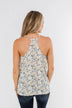 Next Best Thing Floral Racerback Tank Top- Off White