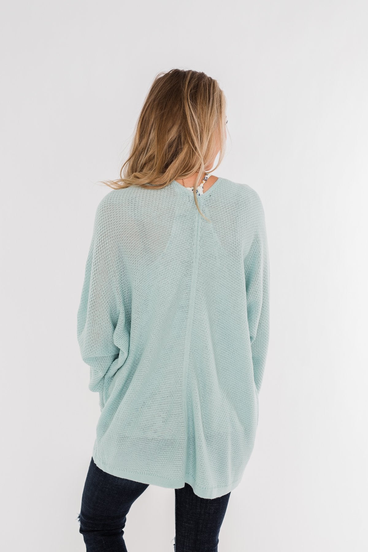 Truth Be Told Knitted Cardigan- Aqua Blue