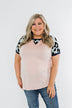Just Like That Leopard Raglan Top- Light Pink & Navy