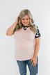 Just Like That Leopard Raglan Top- Light Pink & Navy