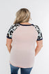 Just Like That Leopard Raglan Top- Light Pink & Navy