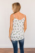 Swinging Into Summer Floral Tank Top- Ivory, Pink & Blue