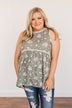 Cheerful Smiles Ribbed Knit Tank Top- Dusty Sage