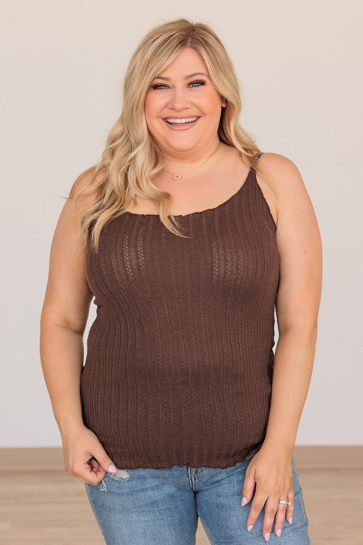 Happiness Is Within Ribbed Knit Tank- Mocha
