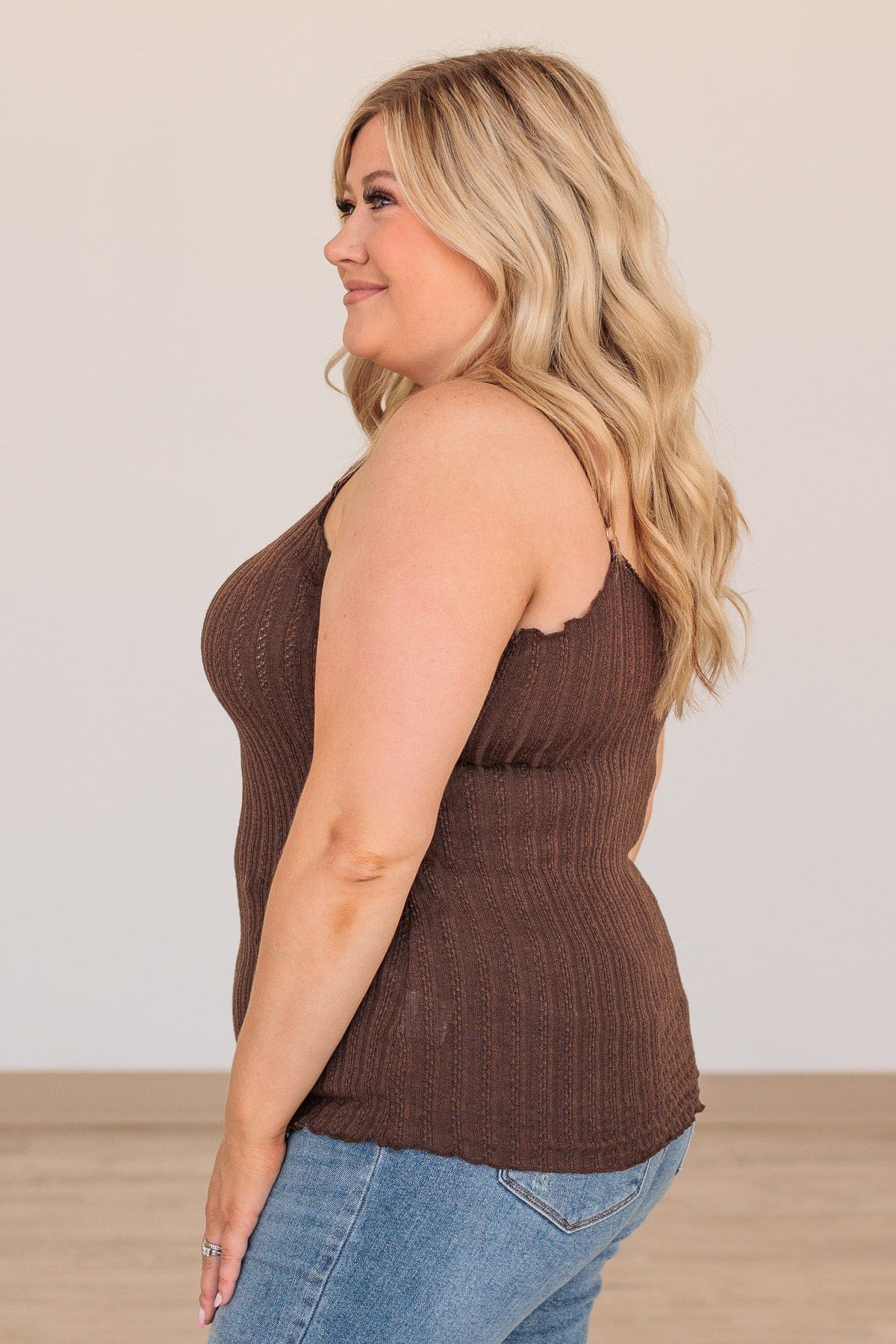 Happiness Is Within Ribbed Knit Tank- Mocha