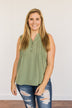 Never Ending Bliss Sleeveless Blouse- Olive