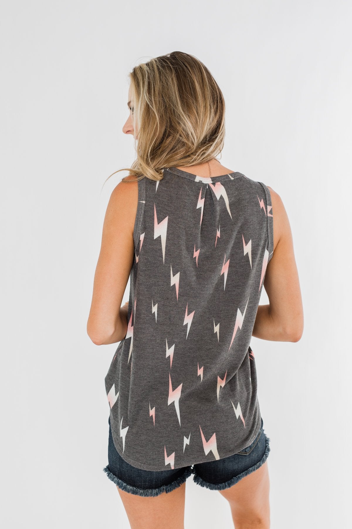 Every Time We Touch Lightning Bolt Tank Top- Charcoal