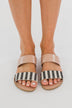 Qupid Athena Sandals- Black & Beige Knit