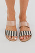 Qupid Athena Sandals- Black & Beige Knit