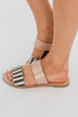 Qupid Athena Sandals- Black & Beige Knit