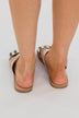 Qupid Athena Sandals- Black & Beige Knit