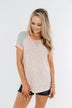 Stripes & Animal Print Color Block Raglan Top- Blush
